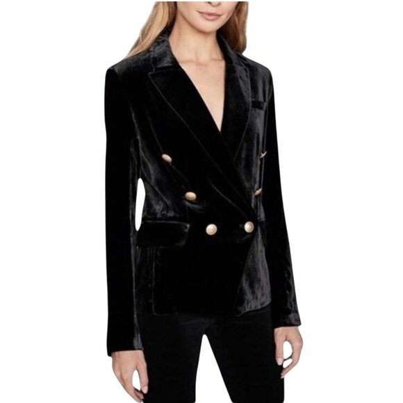 L’Agence Blazer Kenzie Double-Breasted Velvet Jacket - Size 0 - Picture 1 of 11